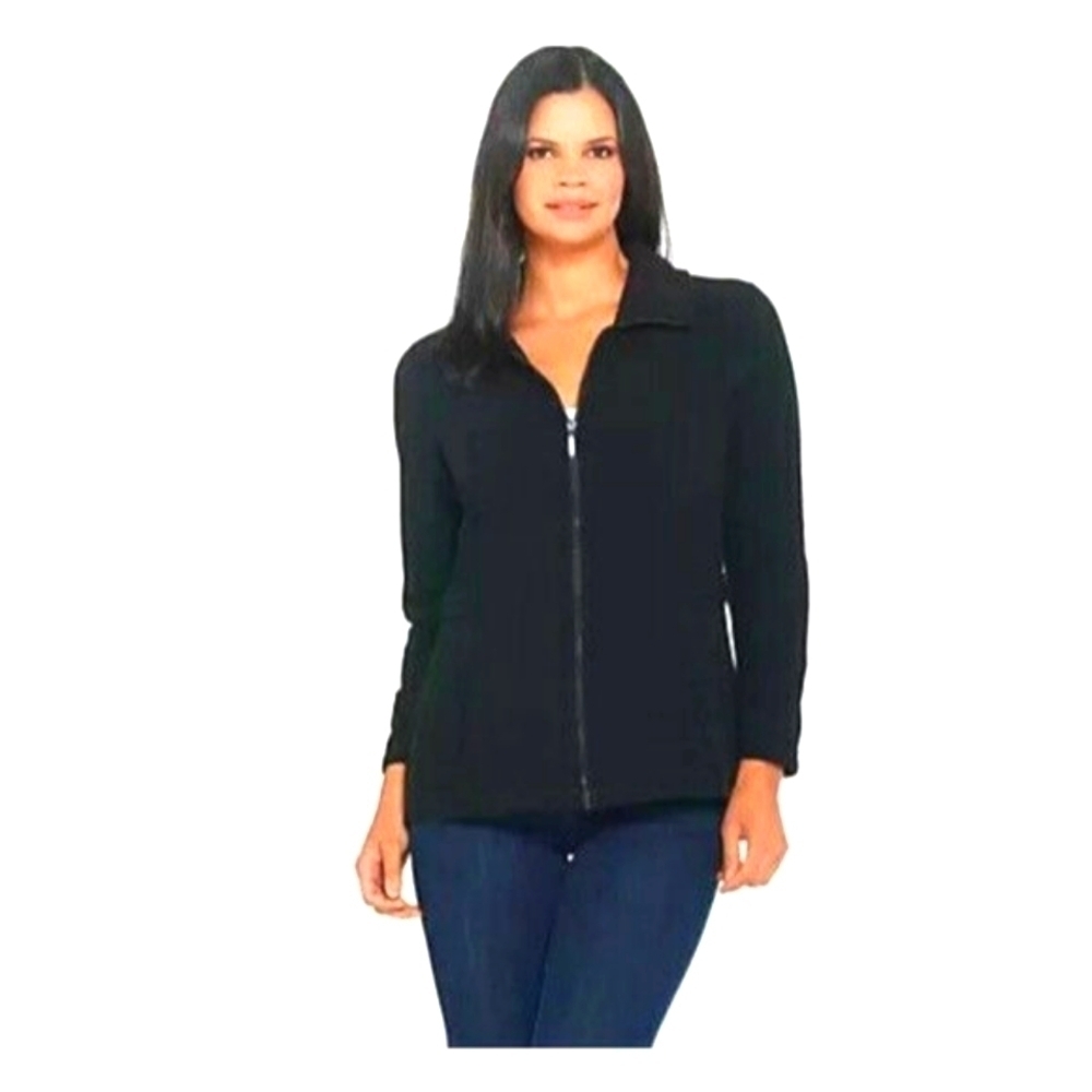 Denim & Co. Fleece Long Sleeve Zip Front Jacket